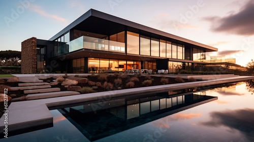 Luxurious Modern Dream Home Showcasing Sleek Minimalist Architecture and Breathtaking Landscape in High-Quality Architectural Photography 