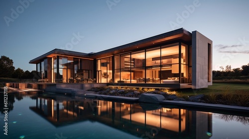 Luxurious Modern Dream Home Showcasing Sleek Minimalist Architecture and Breathtaking Landscape in High-Quality Architectural Photography 