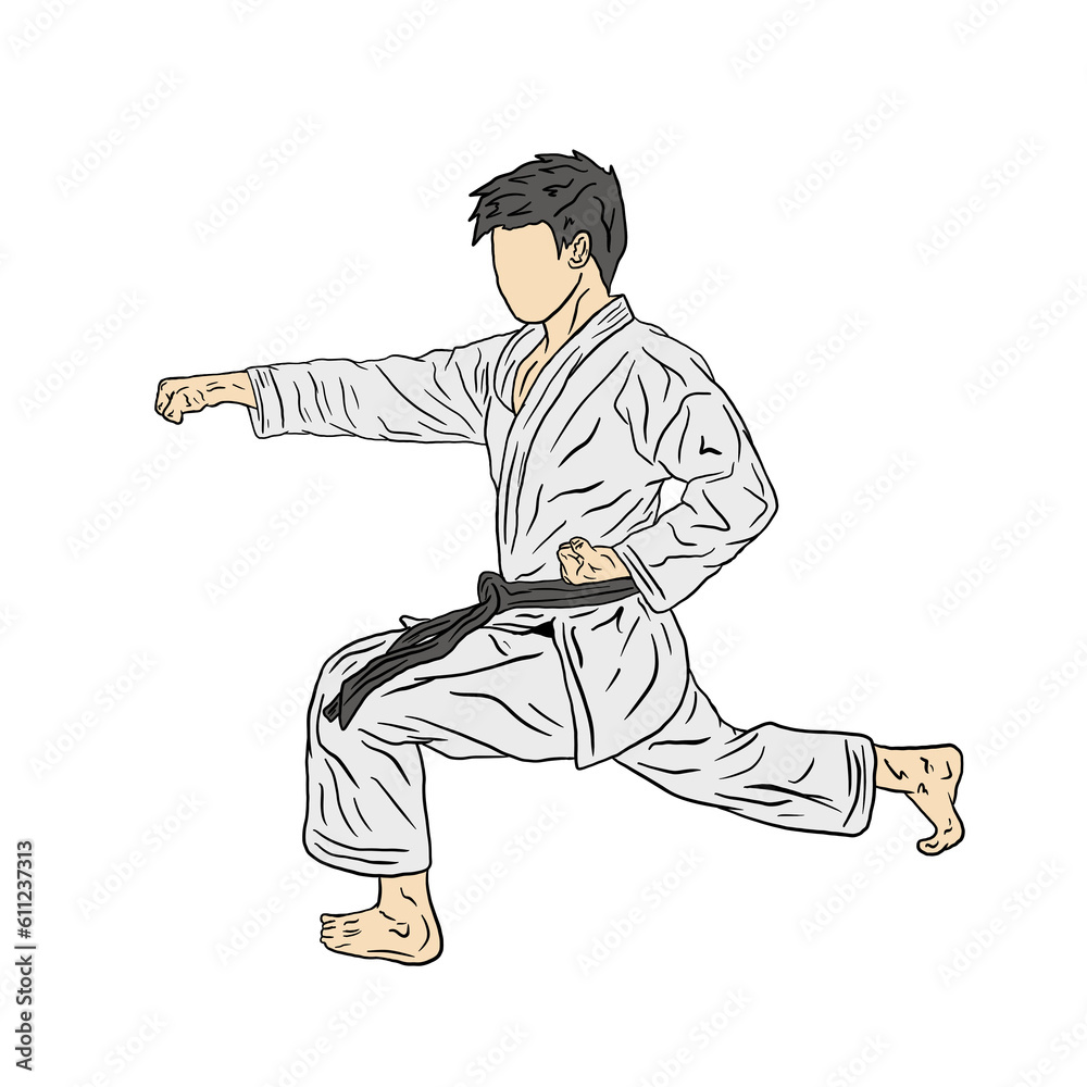 karate fighter doing technique karate fighter doing technique