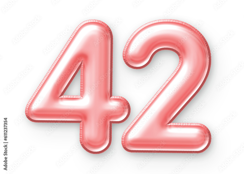 42 Number Balloon Pink