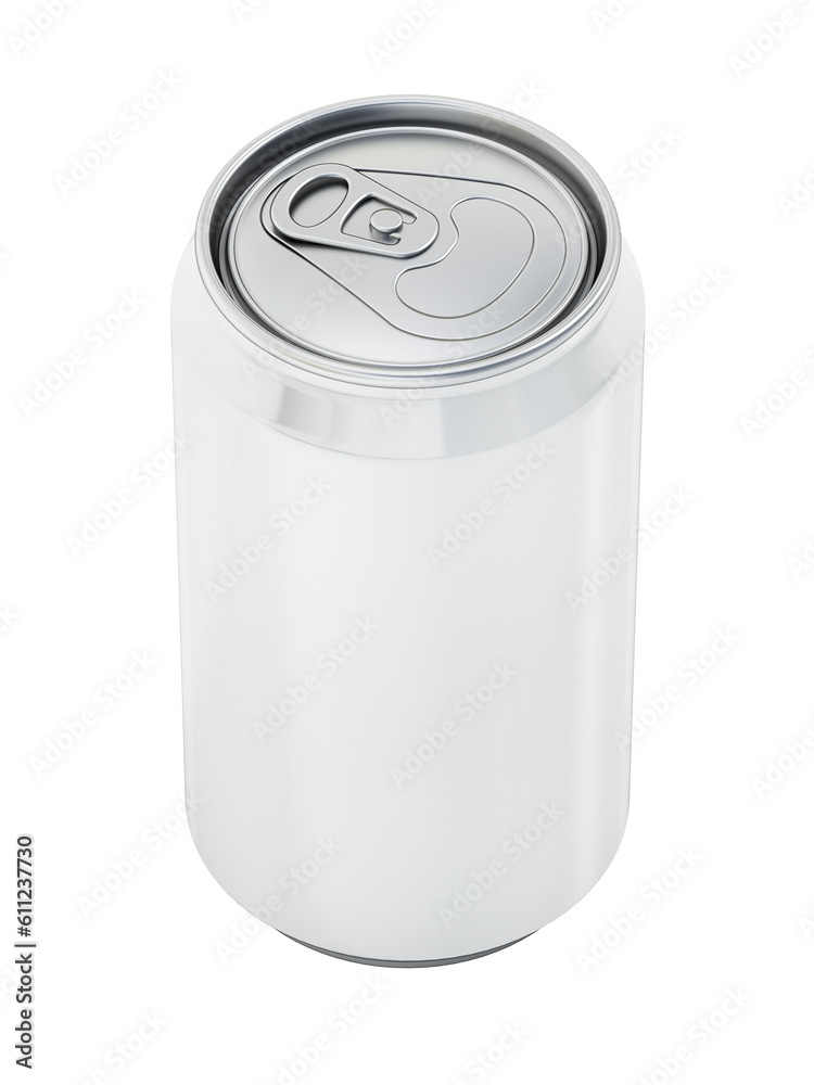 White 330ml soda can mockup. Blank package for your own designs. 3D illustration. Transparent background White 330ml soda can mockup. Blank package for your own designs. 3D illustration. Transparent background
