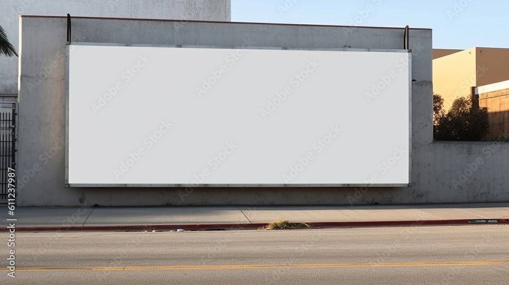 Large blank billboard on a street wall. Generative Ai Large blank billboard on a street wall. Generative Ai