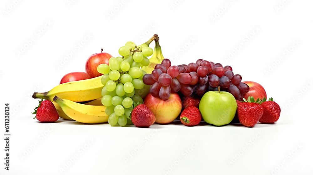 Healthy fruits isolated on white background. Generative Ai Healthy fruits isolated on white background. Generative Ai