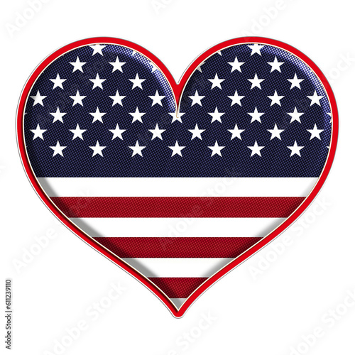 4th July US Flag heart shape. This is a part of a set which also includes uppercase and lowercase letters, numbers, symbols, and frames