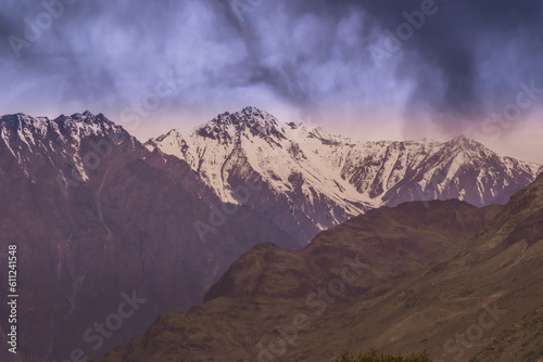 Diran mountain peak in Karakoram mountains range in Hunza valley, Gilgit Baltistan in Pakistan. photo