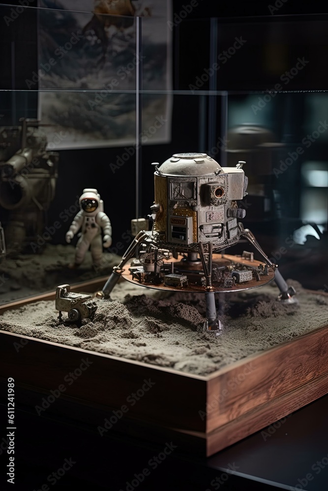 Lunar module landing on a distant planet: Astronauts explore, symbolizing courage, curiosity, and the triumph of human ingenuity in cosmic exploration. Genererative Ai
