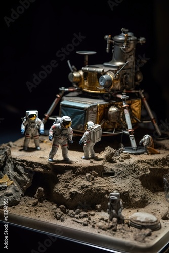 Lunar module landing on a distant planet  Astronauts explore  symbolizing courage  curiosity  and the triumph of human ingenuity in cosmic exploration. Genererative Ai