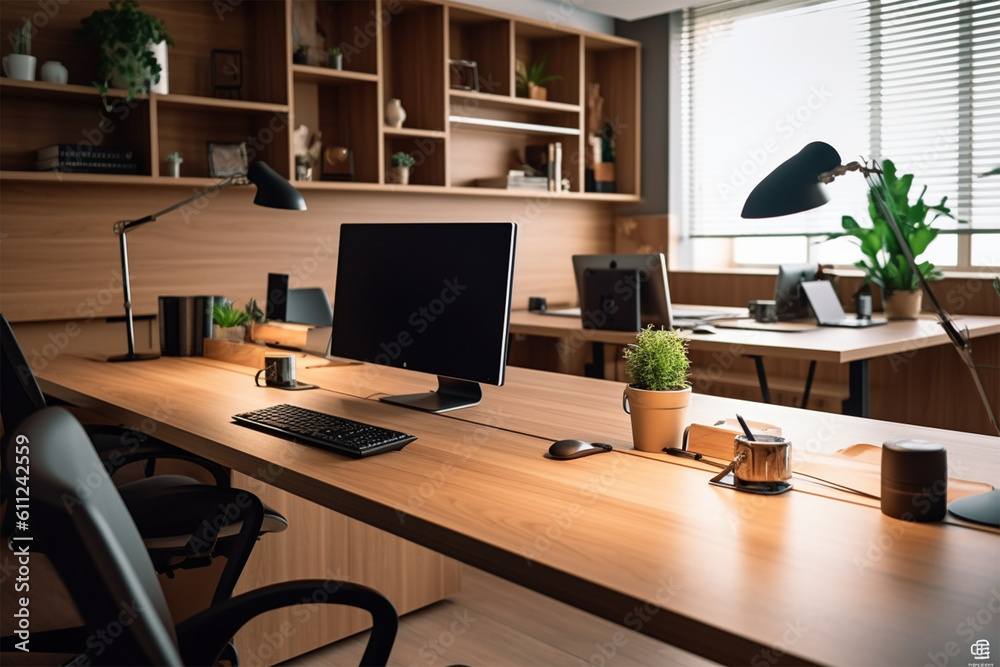 an office with wood desks and glass walls, in the style of high detailed, grey academia, wood, photo-realistic landscapes, vintage minimalism, light silver and light brown
an office with wood desks and glass walls, in the style of high detailed, grey academia, wood, photo-realistic landscapes, vintage minimalism, light silver and light brown
