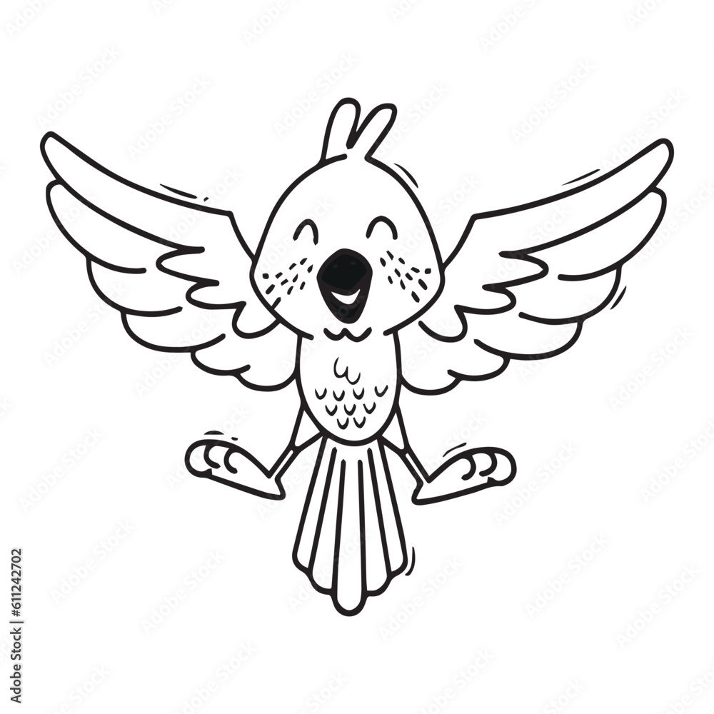Obraz premium cute bird vector flying and perching on black and white background