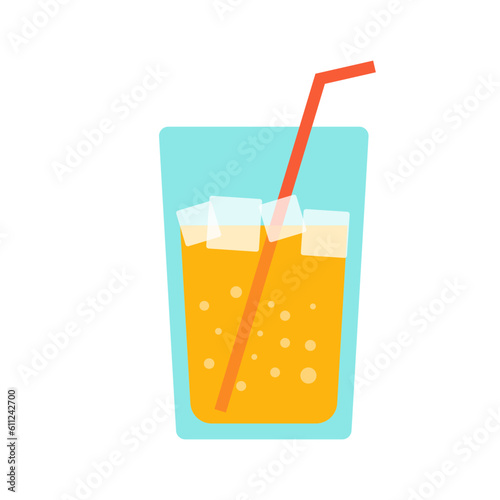 Orange juice with straw vector logo template in trendy style