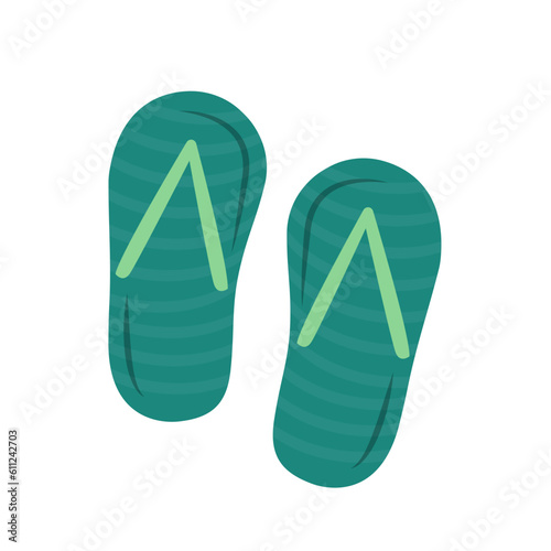 Green flip flops vector logo template in trendy style