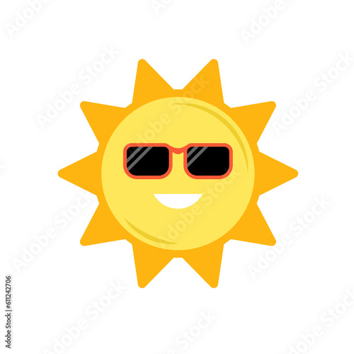 sun cartoon character Vector Illustration Logo Template