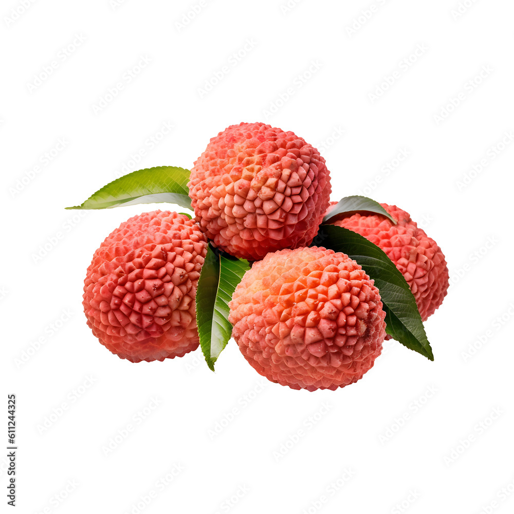 Lychee fruit isolated on transparent background. Generative AI Lychee fruit isolated on transparent background. Generative AI