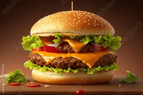 Hamburger on black background