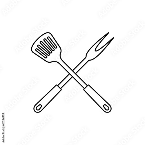 BBQ vector icon. picnic illustration sign. steak symbol or logo.