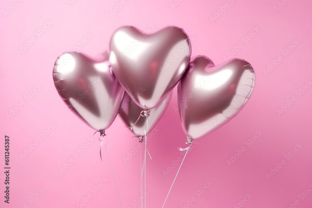 Pink Heart-Shaped Helium Balloons A Whimsical Touch for Any Occasion. Generative Ai