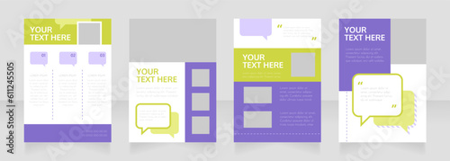 Hotline support blank brochure layout design. Info in speech bubble. Vertical poster template set with empty copy space for text. Premade corporate reports collection. Editable flyer paper pages