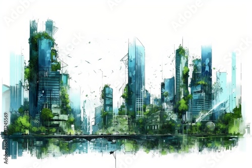 ustainable City Sketch A Vision for Eco-Friendly Urban Living. Generative Ai