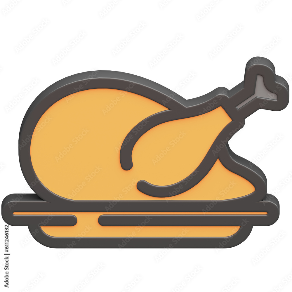 3d fried chicken icon with dark theme and high quality render image 3d fried chicken icon with dark theme and high quality render image
