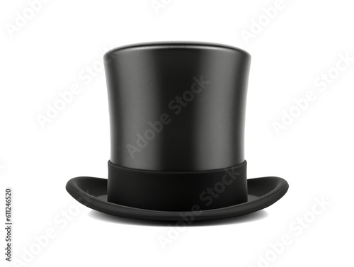 Cylinder black top hat isolated on transparent or white background, png