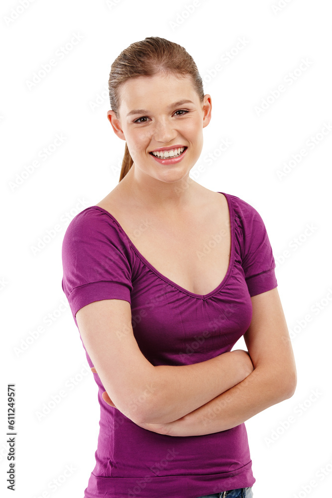Happiness, portrait and arms fold with teenager in isolated or png with transparent background. Excited, teen and face with crossed arm is positive or smile with teeth or beauty or student. Happiness, portrait and arms fold with teenager in isolated or png with transparent background. Excited, teen and face with crossed arm is positive or smile with teeth or beauty or student.