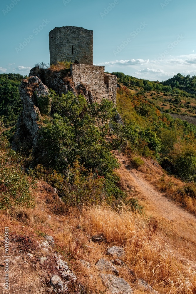 The old medioeval castle of Pietrarubbia's village in the region of Marche in central Italy