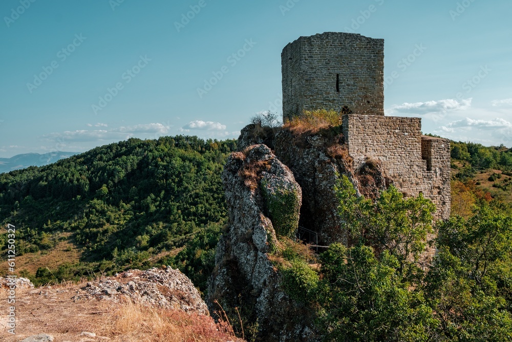 The old medioeval castle of Pietrarubbia's village in the region of Marche in central Italy