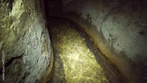 Water Tunnel Of Siloam Carved Within The City Of David In Jerusalem, Israel. high angle photo