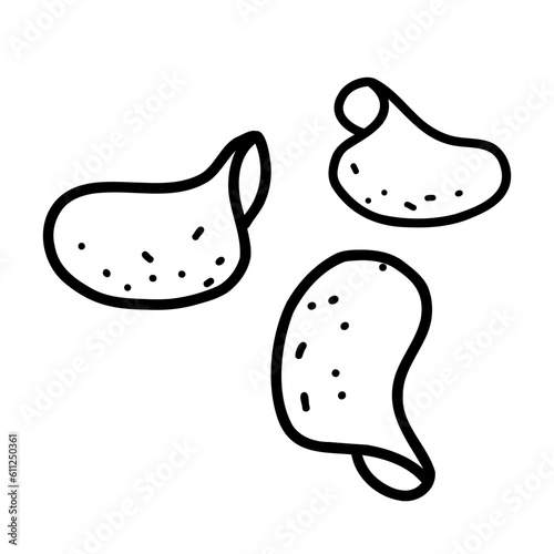 Simple doodle illustration of potato chips. street food illustration