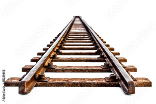 Railroad track isolated on transparent background. Generative AI railway track