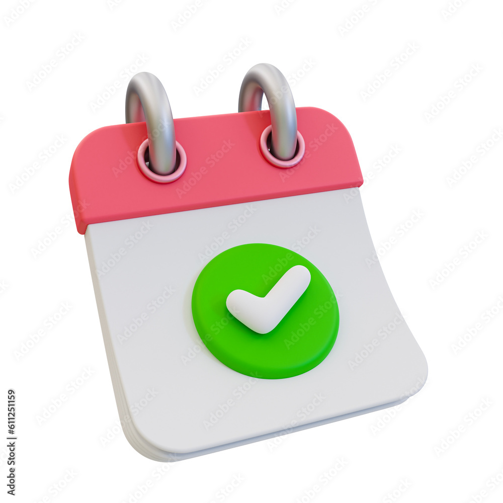 3d minimal time management concept. schedule organization. event confirmed. meeting date approved. calendar with a green check mark. 3d illustration. 3d minimal time management concept. schedule organization. event confirmed. meeting date approved. calendar with a green check mark. 3d illustration.