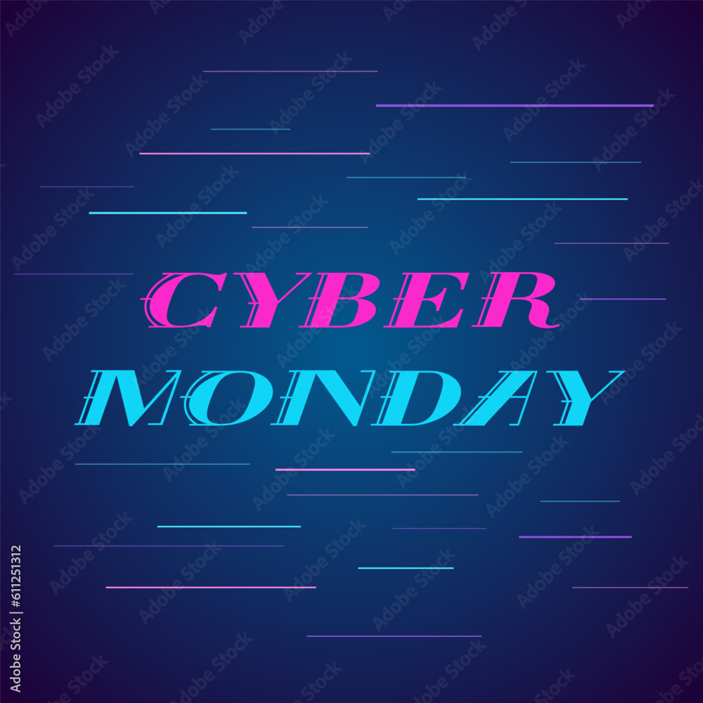 Cyber monday promotional banner. Vector decorative typography. Decorative typeset style. Latin script for headers. Trendy advertising for graphic posters, banners, invitations texts
