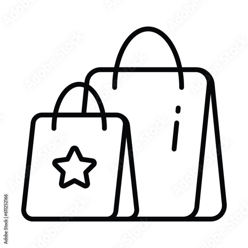 Trendy design of shopping bags for websites and apps,