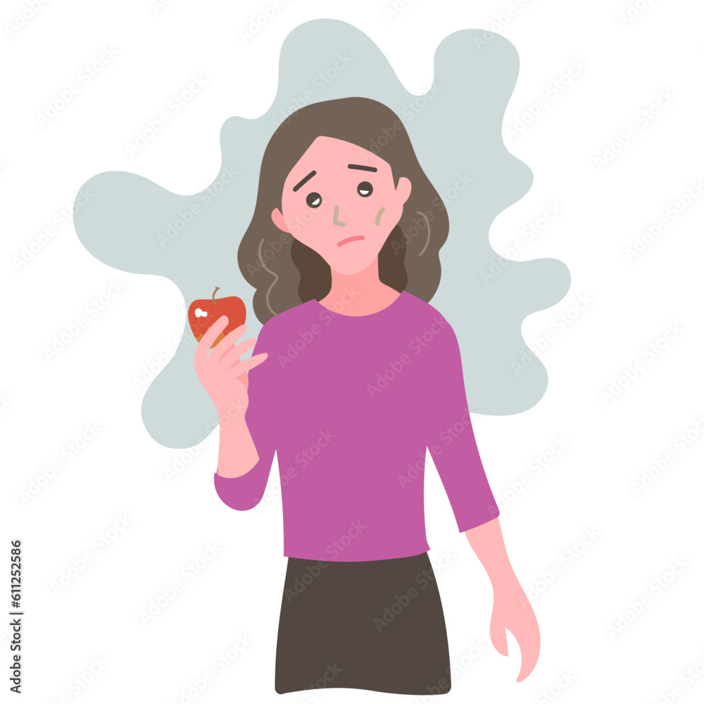 りんごを食べるのも辛い拒食症に悩む女性ともやもやした心象の背景 りんごを食べるのも辛い拒食症に悩む女性ともやもやした心象の背景
