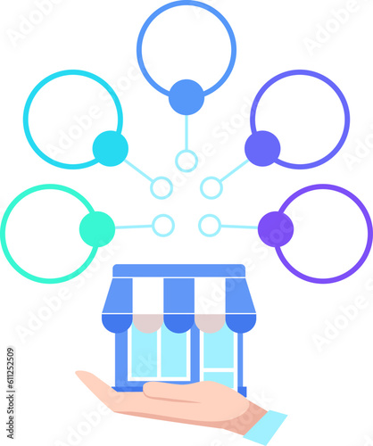 Independently owned small shop infographic chart design element set. Abstract vector symbols for infochart with blank copy spaces. Kit with shapes for instructional graphics. Visual data presentation