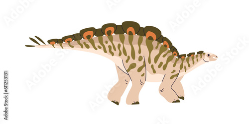 Wuerhosaurus, prehistoric reptile, extinct dinosaur. Prehistory animal of Jurassic period. Big huge dino lizard profile. Ancient creature. Flat vector illustration isolated on white background