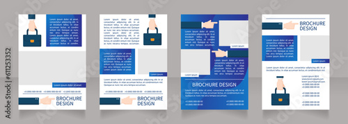 Job description promotional blank brochure layout design. Vertical poster template set with empty copy space for text. Premade corporate reports collection. Editable flyer 4 paper pages