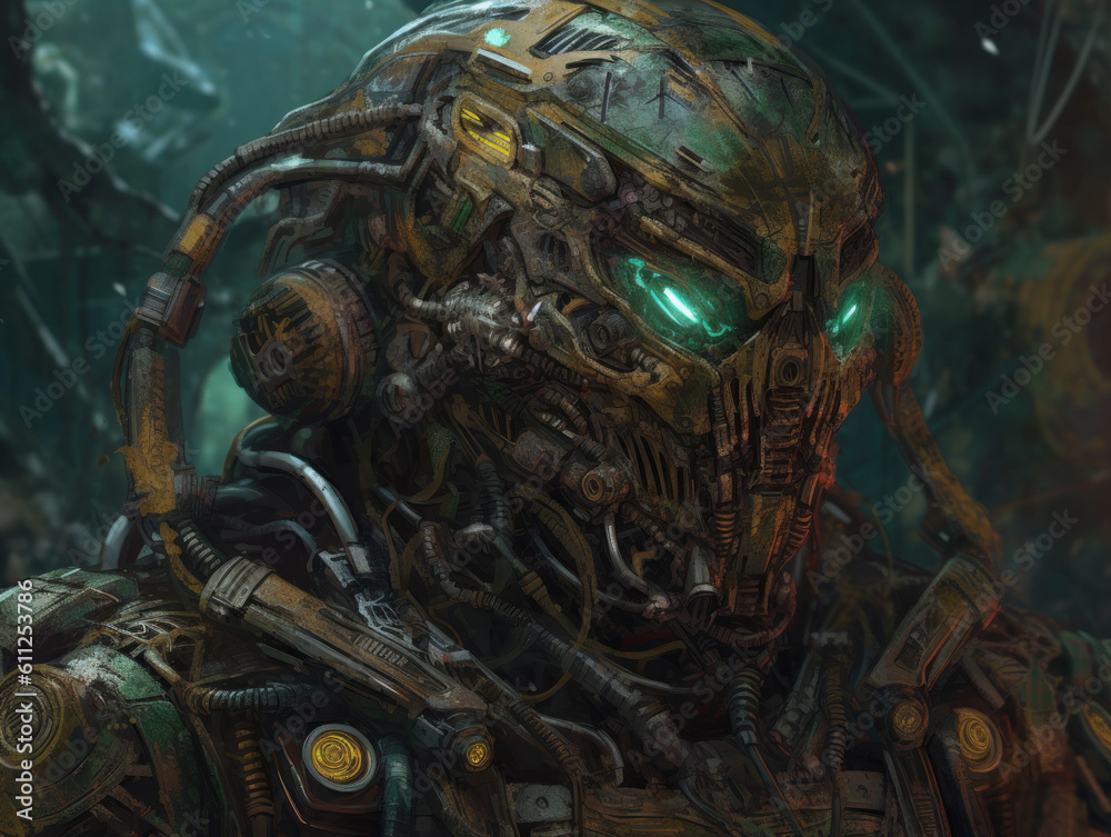 Fototapeta premium Monster in Futuristic Science Fiction World Fantasy Deep space alien planet concept Created with Generative AI technology