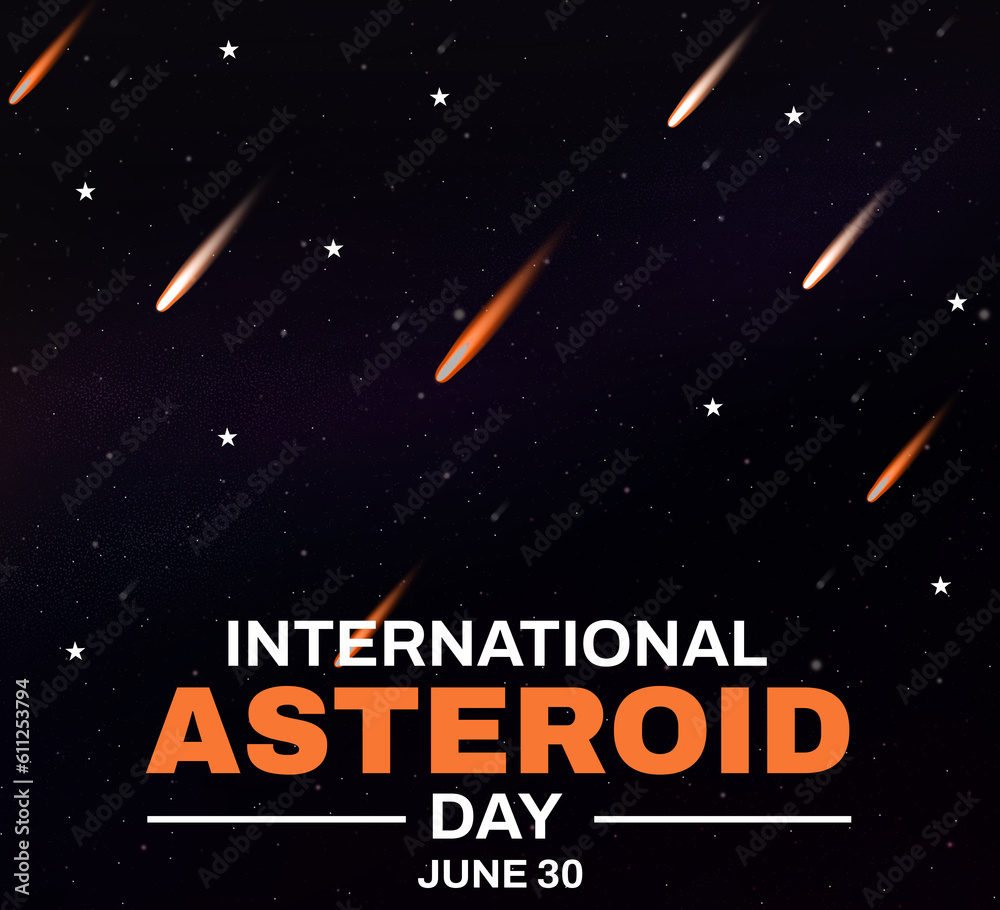 International Asteroid day backgorund with blinking stars in the universe. Asteroid day wallpaper with typography International Asteroid day backgorund with blinking stars in the universe. Asteroid day wallpaper with typography