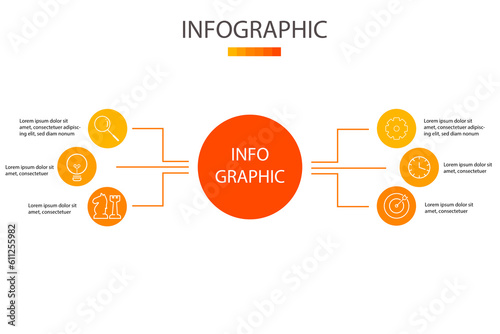 6 steps, options, processes. Simple circle infographic template concept. Design for diagram, flowchart, presentation.