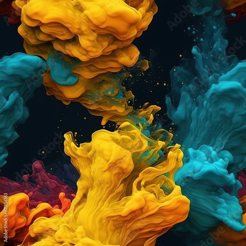 abstract background with colorful ink in water, computer generated abstract background created with generative AI technology.