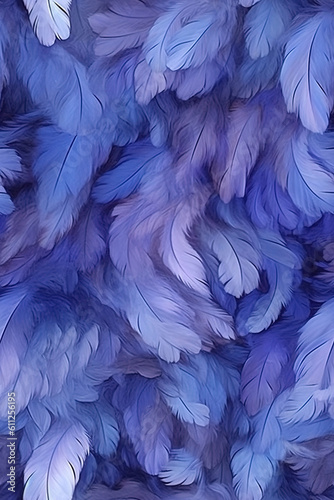 Blue feathers background. Realistic illustration of feather texture. created with generative AI technology.