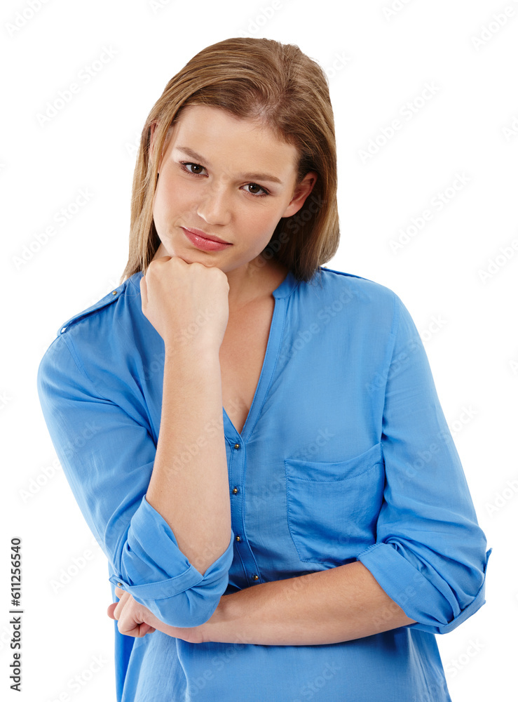 Portrait, hand on chin and teenager girl isolated on a transparent, png background. A young or gen z woman as college student from Sweden with a positive mindset, natural beauty and fashion style Portrait, hand on chin and teenager girl isolated on a transparent, png background. A young or gen z woman as college student from Sweden with a positive mindset, natural beauty and fashion style