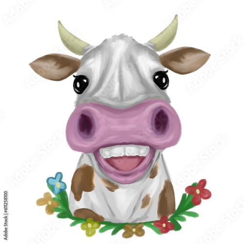 Smiling cow illustration (ID: 611258100)