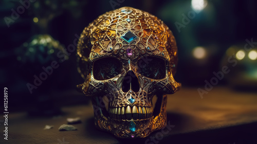 illustration of skull jewelry artifact mystical symbol of knowledge and death