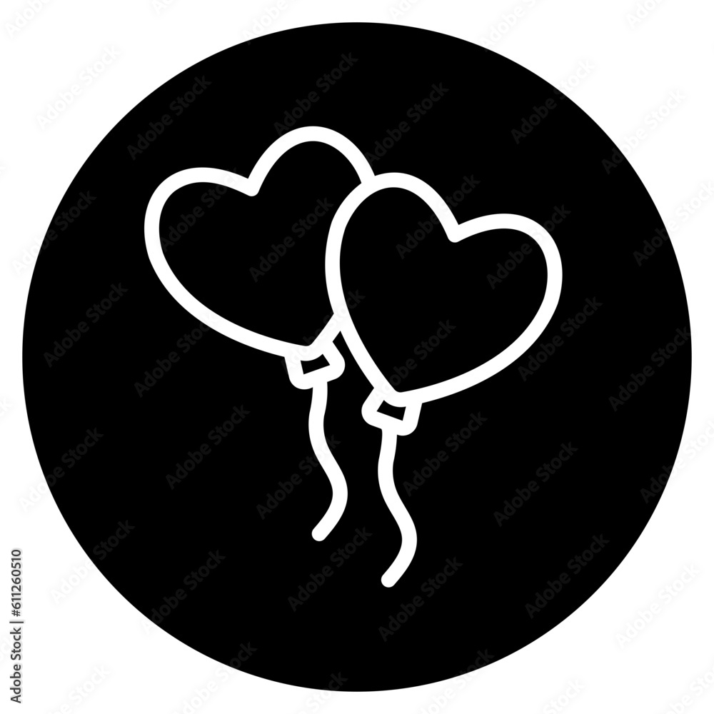 Love balloon icon in solid style, use for website mobile app presentation