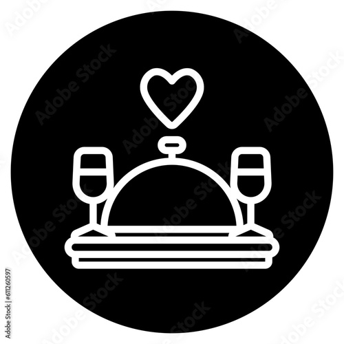 Romantic dinner icon in solid style, use for website mobile app presentation