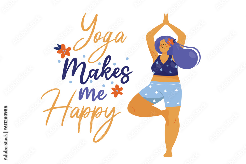 Concept yoga with woman scene in the flat cartoon design. The girl does yoga to maintain her health. Vector illustration. Concept yoga with woman scene in the flat cartoon design. The girl does yoga to maintain her health. Vector illustration.