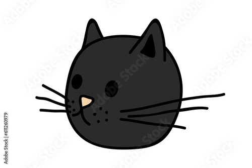 Hand drawn cat muzzle clipart. Cute pet face doodle