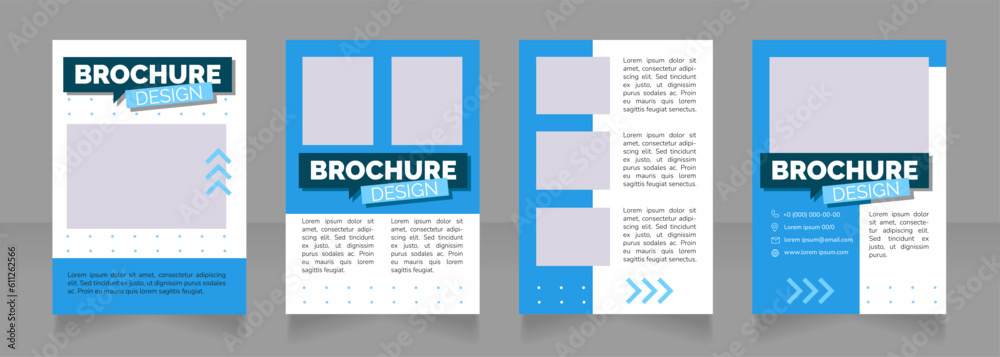 Working from home blank brochure design. Template set with copy space for text. Premade corporate reports collection. Editable 4 paper pages. Rubik Black, Regular, Light fonts used